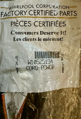 #ad W10525194 Whirlpool Washer Power Cord WPW10525194 W10525194 WTW4950XW22684882 $28.80