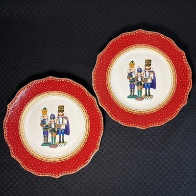 Robert Stanley Home Collection Red 9'' Ceramic Nutcracker Plates Set of 2