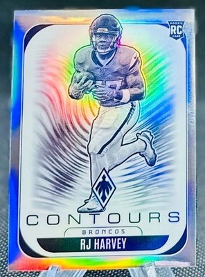 2025 Panini Phoenix Contours Silver Holo RJ Harvey Denver Broncos Rc #10