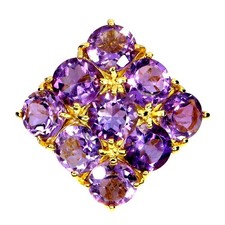 925 Sterling Silver Ring Round Amethyst Natural Gemstone No USA Import Fees