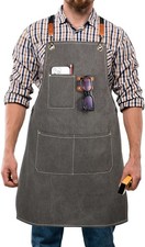 Men's Canvas Tool Apron, Heavy Duty Multi-Pocket Work Apron for Woodworking Gard