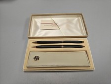 Cross Century Classic Matte Black Gold Leaf Pen  Pencil Set Ladies Vintage USA