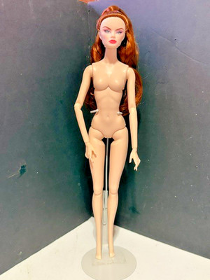 Nude Supermodel Articulated Fashion Doll Bright Red Hair 12'' Tall