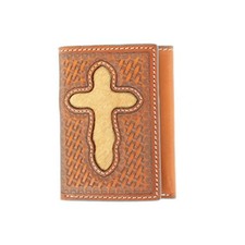 Nocona Western Wallet Mens Pro Trifold Tooled Hair Cross N5446808