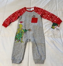 BNWT The Grinch Christmas Baby Boys Girls Grey Coverall One Piece 6-9 Months
