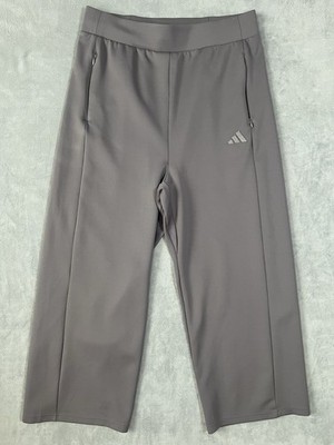 Adidas Originals Women's Wide Leg Cropped Pants Gray Strata XL Zip Pockets