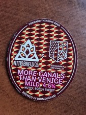 Attic Brew / Birmingham Brewing ' More Canals Than Venice Mild ' Beer Pump Clip