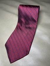 Brooks Brothers 346 100 Silk Tie Necktie Burgundy Navy Blue Grid Pattern BB2
