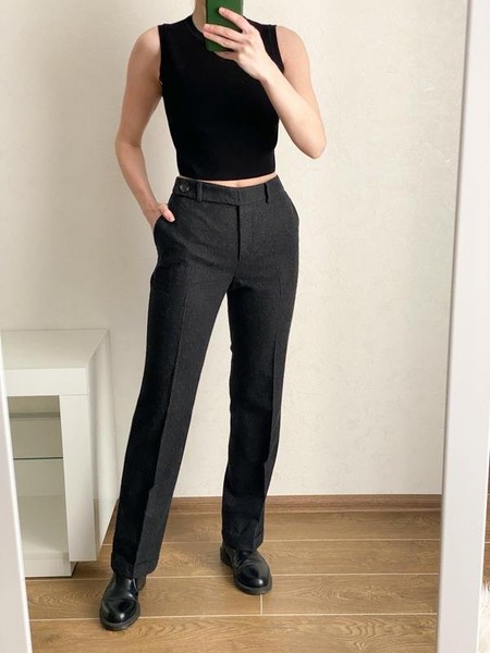Women Agnona Trousers Grey Cashmere S