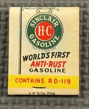 1950&rsquo;s NOS Sinclair H-C Gasoline Matchbook Cover RD-119 Anti Rust Petroleumiana