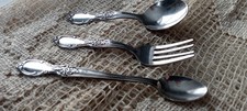 WM Rogers  Son I S 3 Piece Children's Silverware Set Victorian Rose Pattern