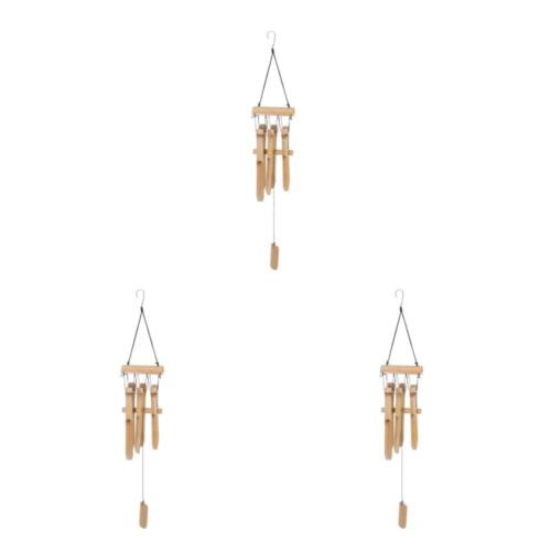 3 Stück Bambus-Windspiele für den Außenbereich, Holz-Windspiel, tiefe Töne,