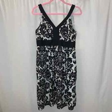 Ann Taylor LOFT Women’s Black & White Damask Slip Dress Size 6