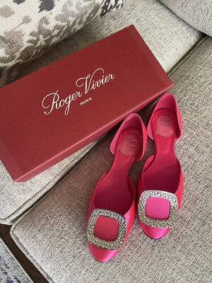 Roger Vivier Chips Strass Women's Pink Satin Flats Size 37 | eBay