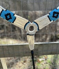 Turquoise Black Multi String Mohair WOOL Western Breast Collar Horse Size Tack