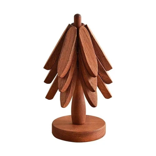 Tree Shape Wooden Trivets for Hot Dishes Pot Teapot - 3 Wooden Trivet + 1 Stand - Picture 12 of 12
