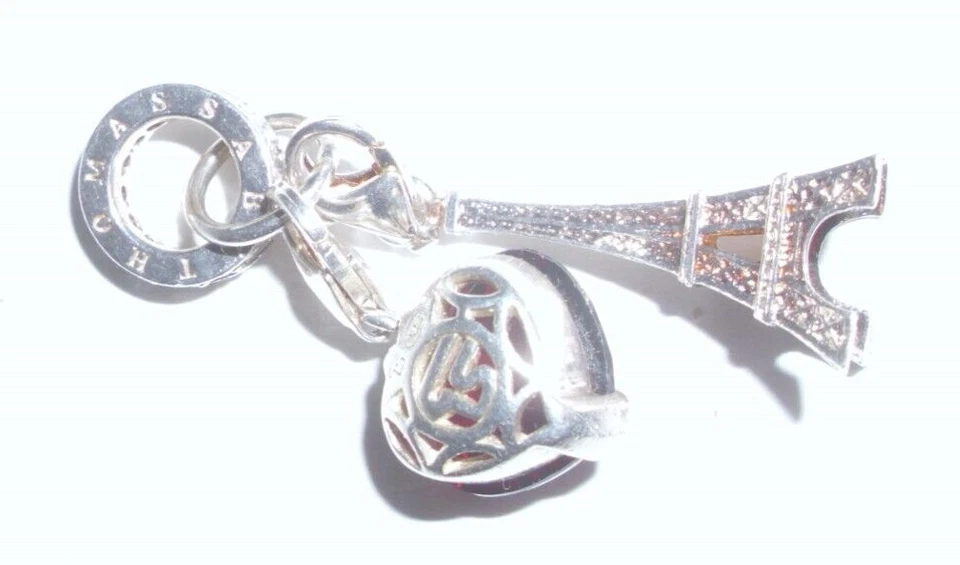 THOMAS SABO Charm Anhänger Rotes Herz und Eifelturm mit Charmträger 925 S - Bild 2 von 2