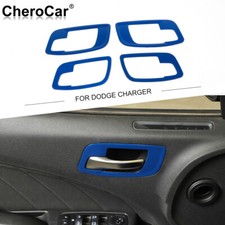 4x Door Handle Bowls Cover Trim Decor Bezels for Dodge Charger 2011+ Blue Inner