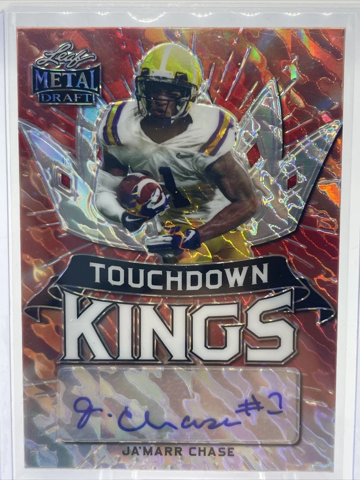 2021 LEAF METAL ORANGE MARBLE TOUCHDOWN KINGS JA'MARR CHASE /5 - Image 2 of 4