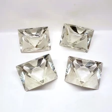 Mid Century Modern 4" Geometric Triangle Prism Crystal Personal Ashtray Set x4