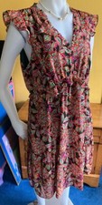 Women's J. Crew Floral Print Ruffle Dress-sz 14-EUC-Multicolor-Pretty