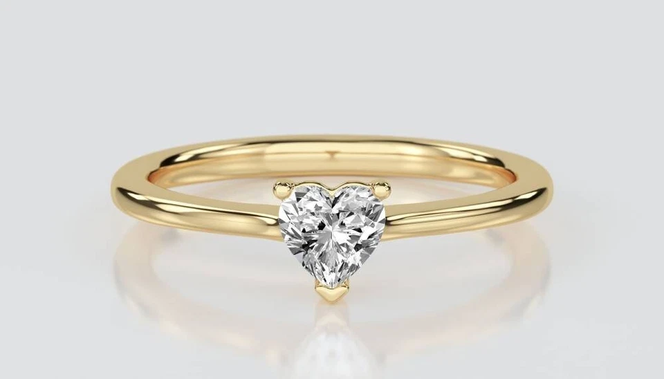 Solitaire Moissanite Heart Cut Women Ring 14K Yellow Gold Plated Sterling Silver - Image 4 of 4