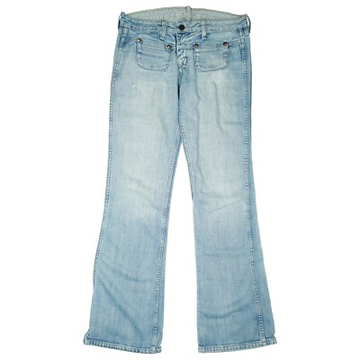 Meltin Pot 2in1 beidseitig Jeans Hose Bootcut Low Flare stretch W27 L32 hellblau