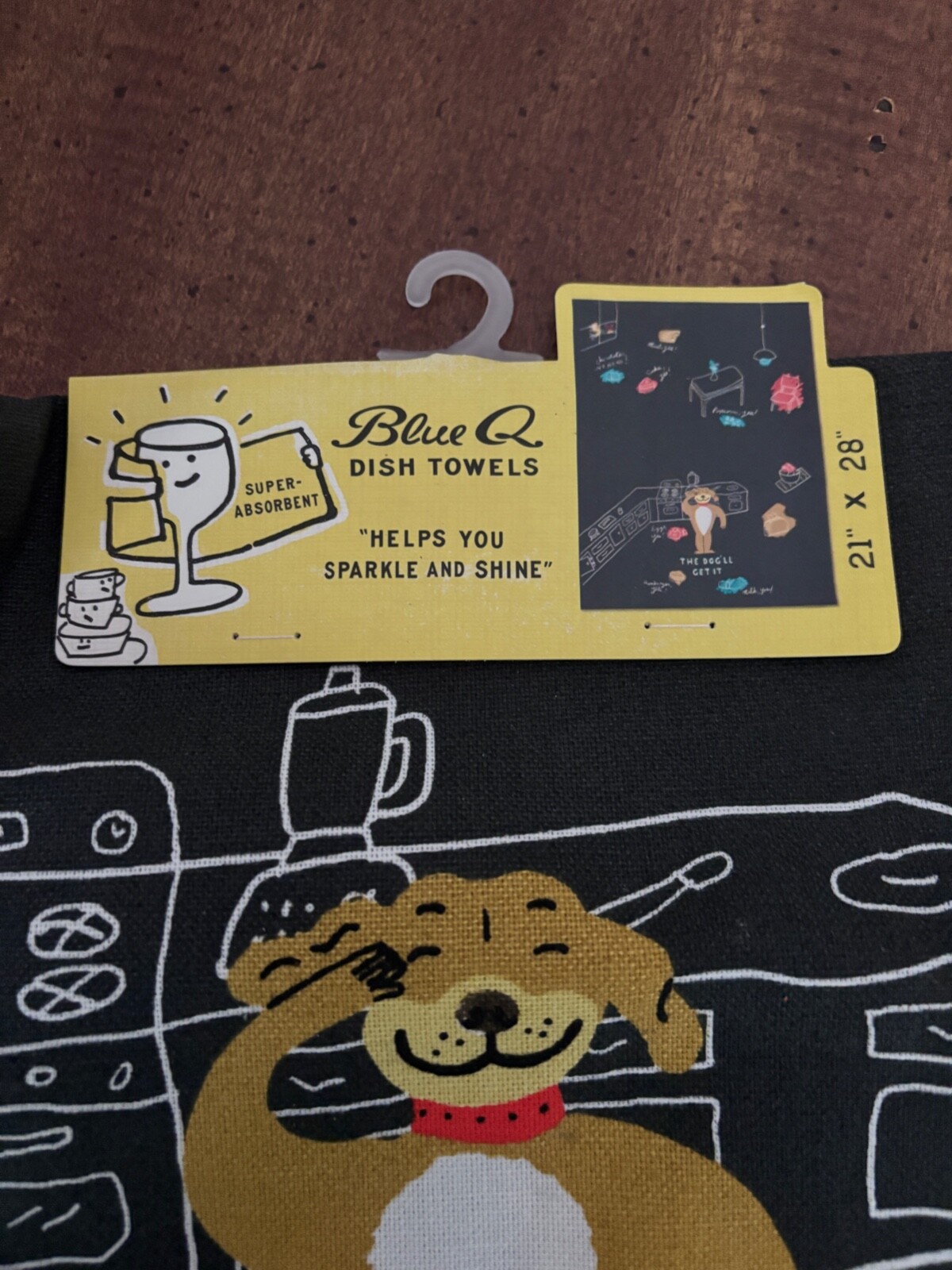 NWT Blue Q Kitchen Dish Towel. The Dog'll Get It Dog 21" x 28" NEW