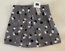 NWT Janie and Jack Sunshine Avenue Sz 5 5T Gray Polka Dot Pleated Floral Skirt