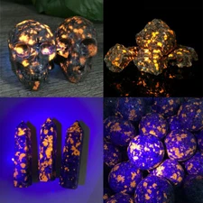 Halloween Natural Raw Yooperlite Skull Obelisk Ball Flame Fire Crystal Gemstones