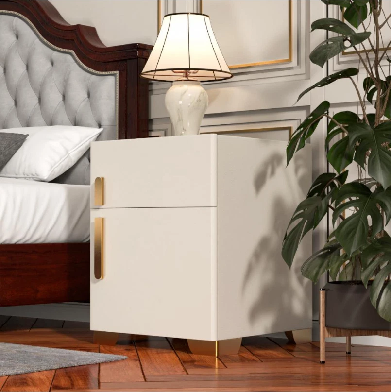 Mesa de cabeceira inteligente com cofre de segurança, luz de 3 cores, carregamento sem fio - Imagem 3 de 4