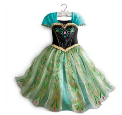 Expédié de Paris Robe Verte Anna Reine Des Neiges Déguisement Enfant 2-11  ans
