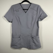 Jaanuu Small Gray 4 Pocket D-Ring Short Sleeve VNeck Scrub Top J96175