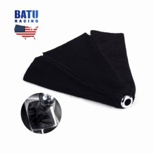 Jdm Black Stitch Suede Leather Shifter Shift Gear Knob Boot Cover Universal