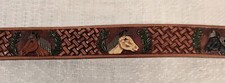 VINTAGE 1970  S TOOLED LEATHER HORSE PATTERN BELT SIZE 34 