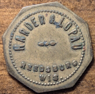 #ad Reedsburg Wisconsin WI Harder amp; Lopau Tavern Good For 5¢ Trade Token $16.00