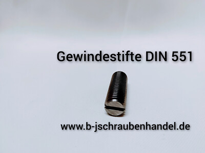 Gewindestifte Madenschrauben m.Schlitz+Kegelkuppe DIN 551 blank M5 M6 M8 M10 M12