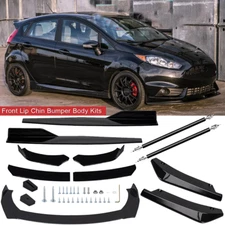 For Ford Fiesta ST MK5 6 Mk7 Black Front Bumper Lip Spoiler Splitter Side Skirts