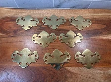 Lot of 8 Brass Furniture Hardware Handle Back Plates 3.5" x 2.5”