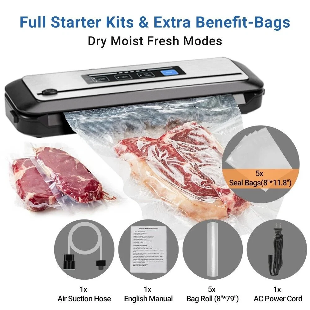 INKBIRD Vacuum Sealer Automatic Sealing Machine Food Dry Moist Sealing Modes US
Opens in a new windo