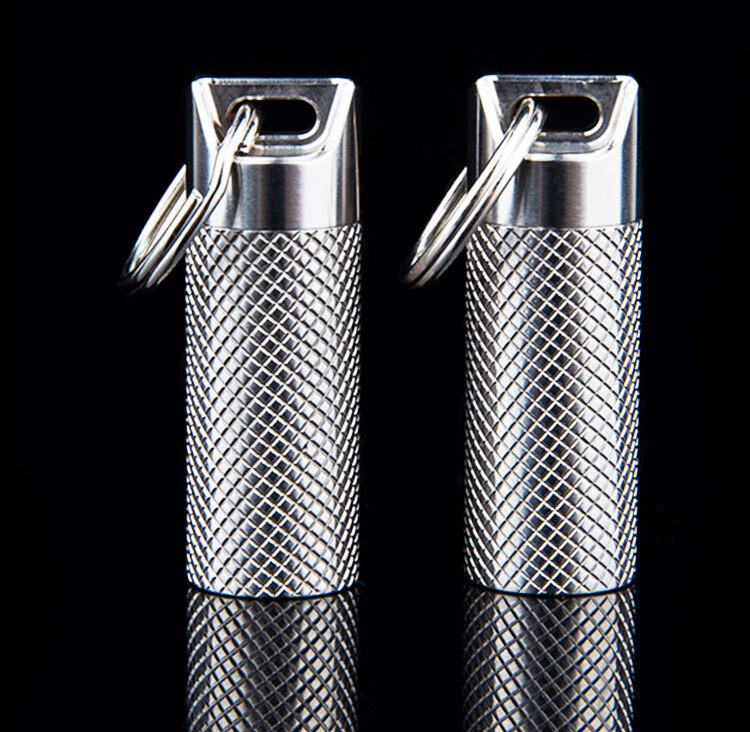Titanium Waterproof Pill Box Mini Case Bottle Storage Keychain