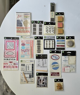  18 Pc Lot Making Memories Scrapbooking Embellishments Charms Brads Rub-ons Etc