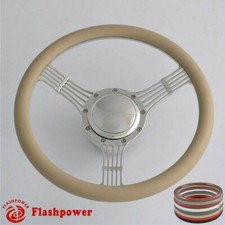 14 Billet Aluminum 9 Hole Steering Wheel Kit Tan Half Wrap W Horn Adapter