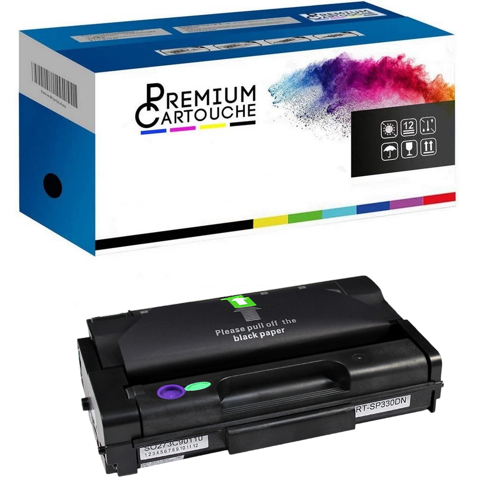 Toner SP330 noir anti-traces pour résoudre les problèmes d'impressions pâles au bureau