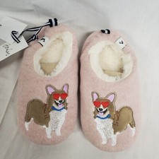 Joules Kids Slippers Girls Size S 11/12 Junior Pink Corgi Dog