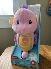 NEW in BOX Fisher-Price Soothe Glow Seahorse Pink Plush Toy Music Sound Lights