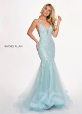 Authentic Rachel Allan 6409 Dress--Color: Aqua Iridescent --Size:8 -Prom Dress