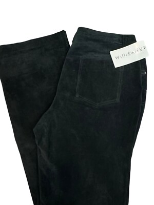 VTG Willi Smith Pants Womens 8 Black Suede Bootcut Lined (31x32) Y2K 90s Western