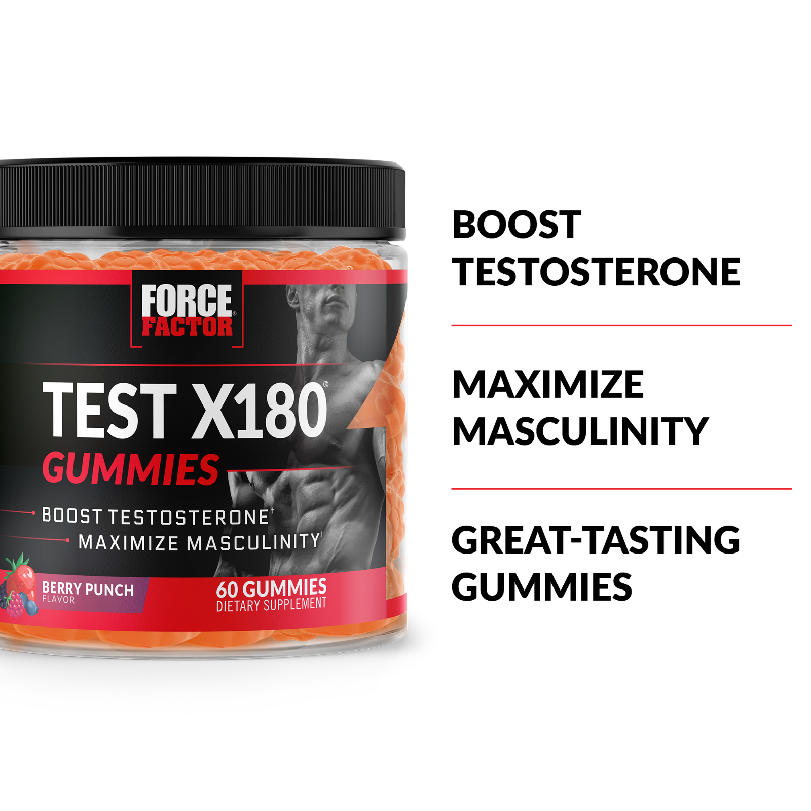 Force Factor Test X180 Gummies Boost Testosterone & Maximize