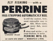 1958 Print Ad Perrine Free Stripping Automatic Fly Fishing Reels Minneapolis,MN